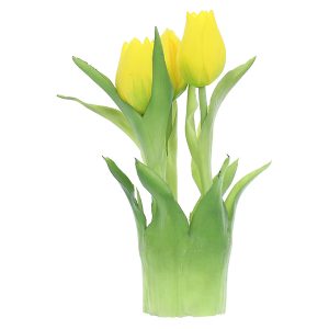 Sztuczne tulipany gumowane w wiązce 3 szt. 20 cm żółte 55256 Sztuczne tulipany gumowane w wiązce 3 szt. 20 cm żółte 55256
