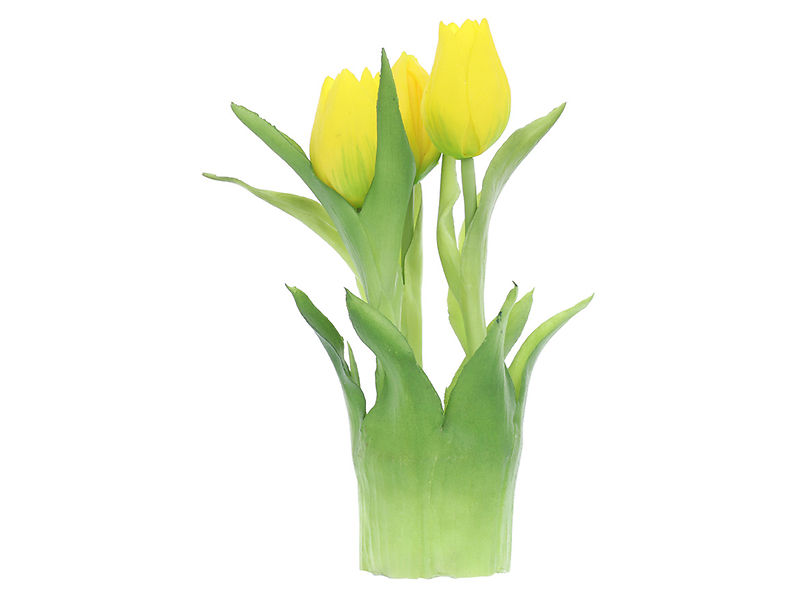 Sztuczne tulipany gumowane w wiązce 3 szt. 20 cm żółte 55256