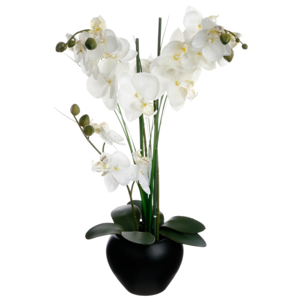 Sztuczny storczyk w czarnej doniczce, 50 cm 81484
