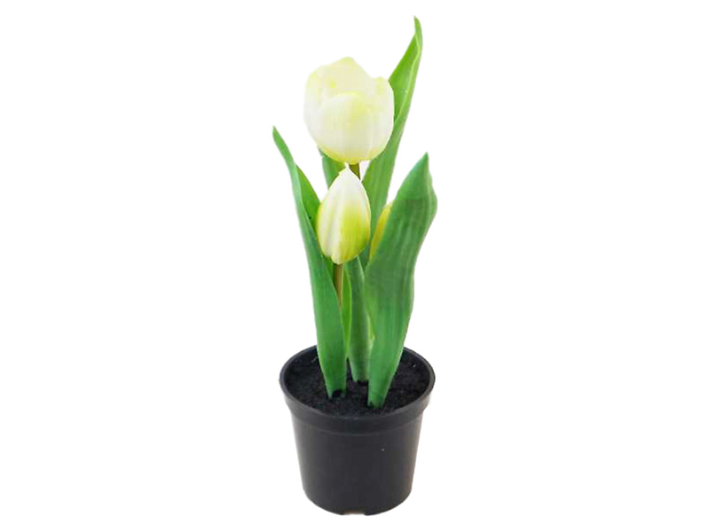 Sztuczny tulipan w doniczce 22 cm biały 47209
