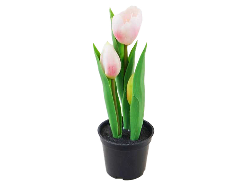 Sztuczny tulipan w doniczce 22 cm różowy 47210