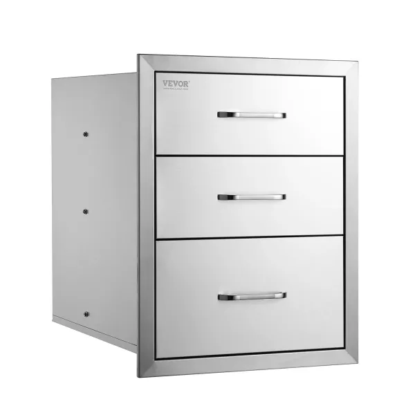 Szuflady BBQ 3x stal nierdzewna 45x58x58 cm z uchwytem chromowanym 937018