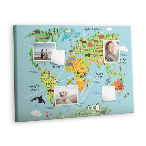 Tablica korkowa 100x70 cm dekoracyjna + pinezki Mapa 407035
