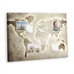 Tablica korkowa 100×70 cm dla dzieci + pinezki Mapa świata 354927 Tablica korkowa 100×70 cm dla dzieci + pinezki Mapa świata 354927