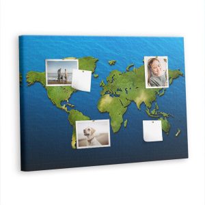 Tablica korkowa 100×70 cm do biura + pinezki Mapa świata 355224