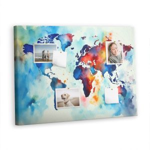 Tablica korkowa 100×70 cm do pokoju dziecka + pinezki Mapa 407142
