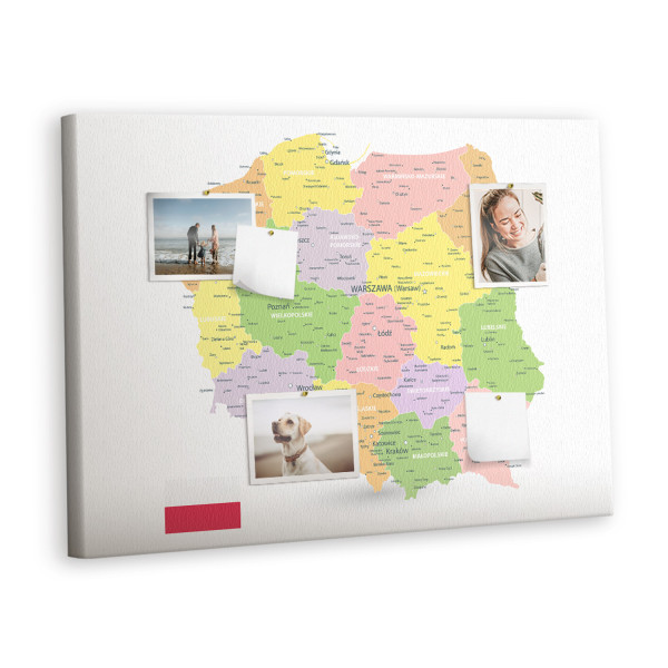Tablica korkowa 100x70 cm do pokoju dziecka + pinezki Mapa 428369