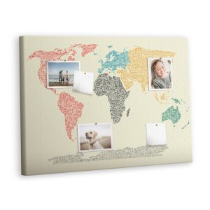 Tablica korkowa 100×70 cm do przedpokoju + pinezki Mapa 407071