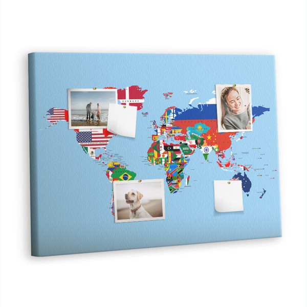 Tablica korkowa 100x70 cm do przedpokoju + pinezki Mapa 407261