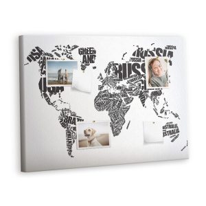 Tablica korkowa 100×70 cm do przedpokoju + pinezki Mapa 528219