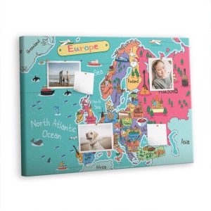 Tablica korkowa 100×70 cm do salonu + pinezki Mapa Europy 283045 Tablica korkowa 100×70 cm do salonu + pinezki Mapa Europy 283045