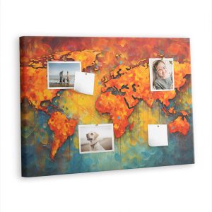 Tablica korkowa 100×70 cm do salonu + pinezki Mapa świata 425996 Tablica korkowa 100×70 cm do salonu + pinezki Mapa świata 425996