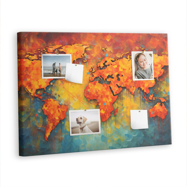 Tablica korkowa 100x70 cm do salonu + pinezki Mapa świata 425996