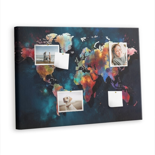 Tablica korkowa 100x70 cm do sypialni + pinezki Mapa 356113