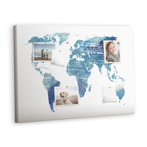 Tablica korkowa 100×70 cm do szkoły + pinezki Mapa świata 355218 Tablica korkowa 100×70 cm do szkoły + pinezki Mapa świata 355218