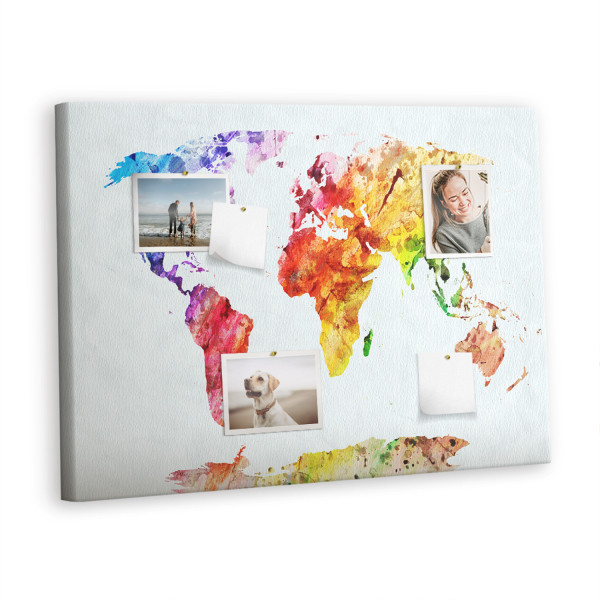 Tablica korkowa 100x70 cm organizer + pinezki Mapa świata 372583
