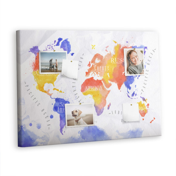 Tablica korkowa 100x70 cm organizer + pinezki Mapa świata 372566