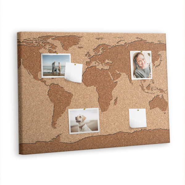 Tablica korkowa 100x70 cm planer + pinezki Mapa świata 407178