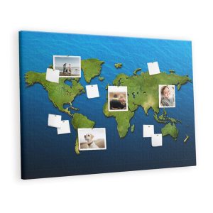 Tablica korkowa 120×80 cm do biura + pinezki Mapa świata 354939