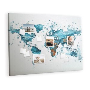 Tablica korkowa 120×80 cm do przedpokoju + pinezki Mapa 354934
