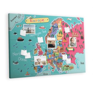 Tablica korkowa 120×80 cm do salonu + pinezki Mapa Europy 283025 Tablica korkowa 120×80 cm do salonu + pinezki Mapa Europy 283025