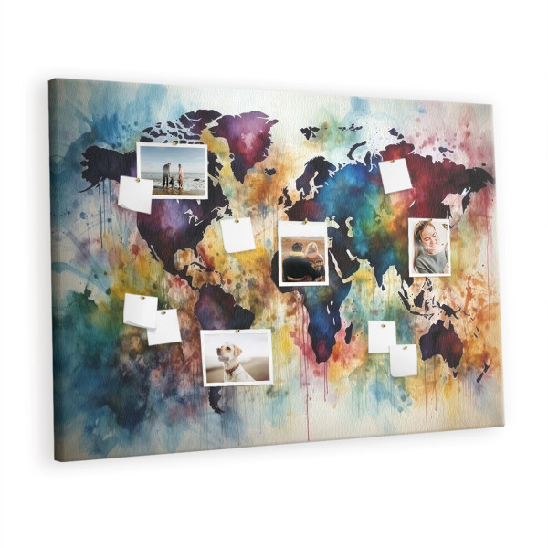 Tablica korkowa 120x80 cm do salonu + pinezki Mapa 372630