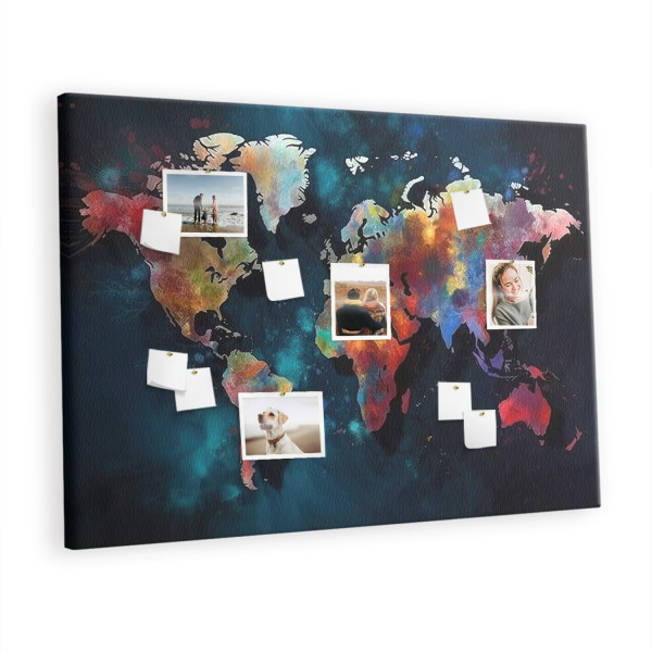 Tablica korkowa 120x80 cm do sypialni + pinezki Mapa 356126