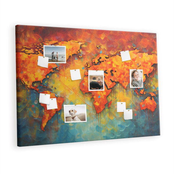 Tablica korkowa 140x100 cm do salonu + pinezki Mapa świata 425885