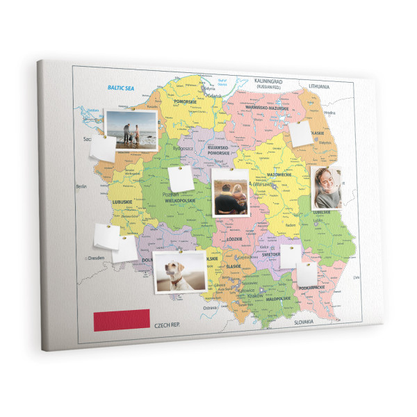 Tablica korkowa 140x100 cm do sypialni + pinezki Mapa 283257