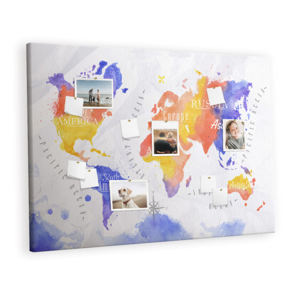 Tablica korkowa 140x100 cm organizer + pinezki Mapa świata 372663