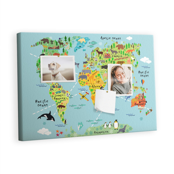 Tablica korkowa 60x40 cm dekoracyjna + pinezki Mapa 407563