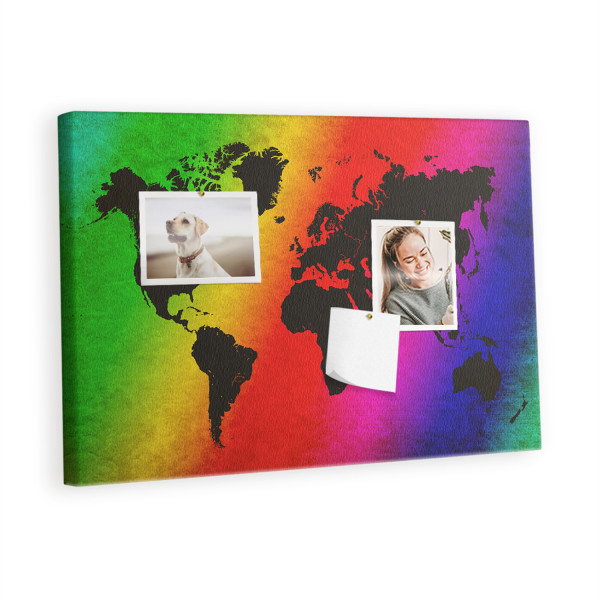Tablica korkowa 60x40 cm dla dzieci + pinezki Mapa świata 355250