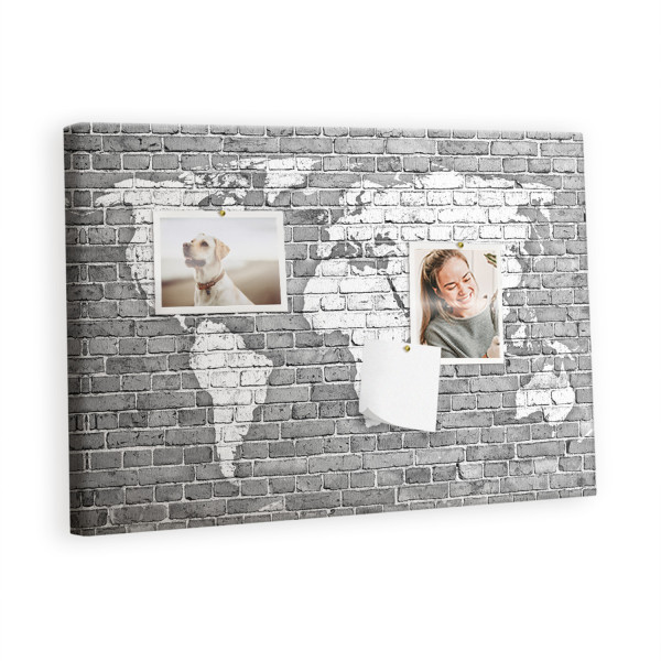 Tablica korkowa 60x40 cm dla dzieci + pinezki Mapa świata 372816