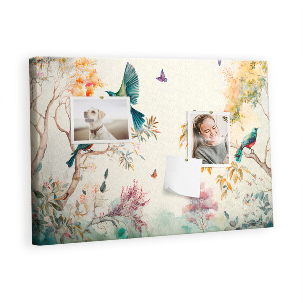 Tablica korkowa 60x40 cm do kuchni + pinezki Ptaki natura 346685