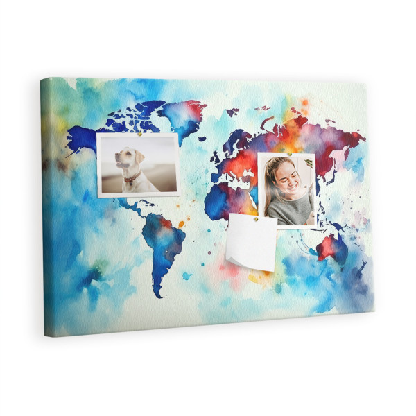Tablica korkowa 60x40 cm do pokoju dziecka + pinezki Mapa 412944
