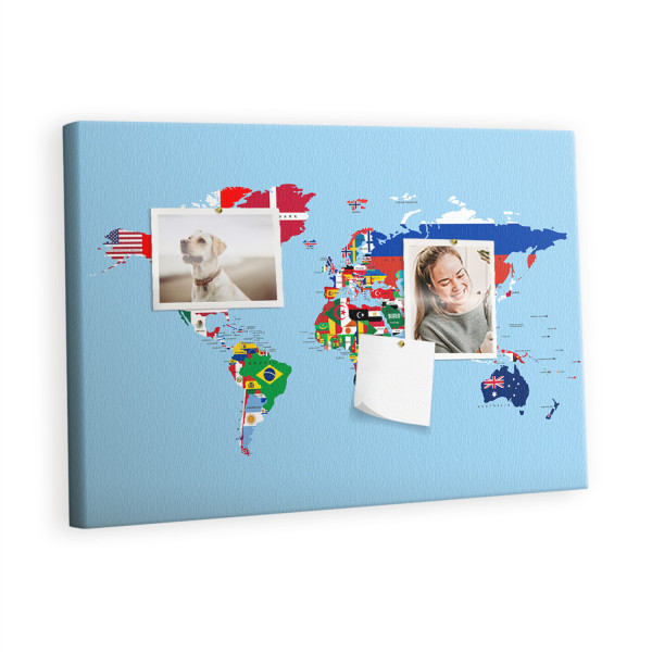 Tablica korkowa 60x40 cm do przedpokoju + pinezki Mapa 407488