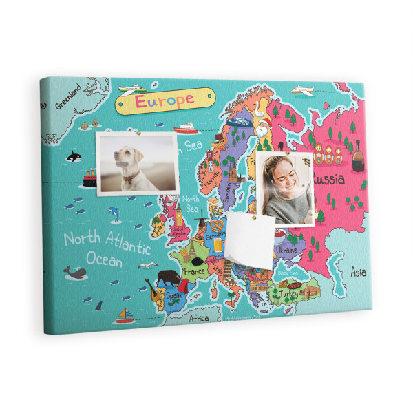 Tablica korkowa 60x40 cm do salonu + pinezki Mapa Europy 283110