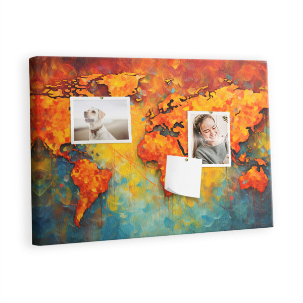 Tablica korkowa 60x40 cm do salonu + pinezki Mapa świata 426028
