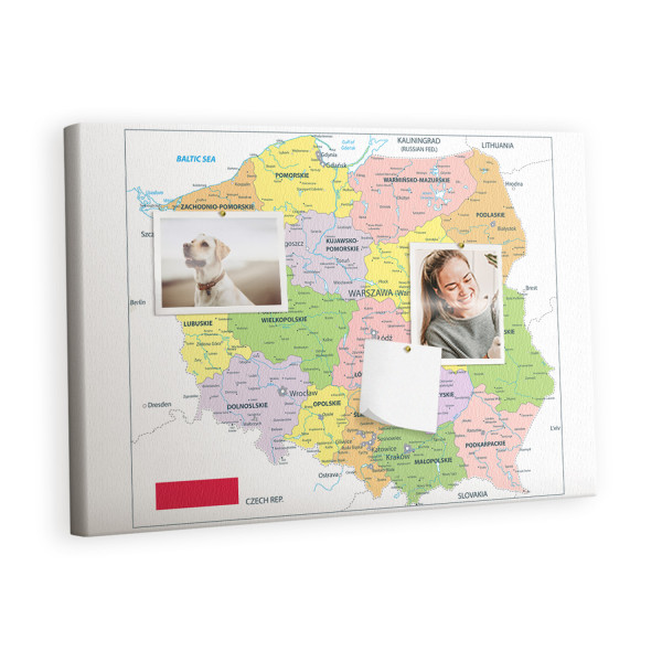 Tablica korkowa 60x40 cm do sypialni + pinezki Mapa 283054