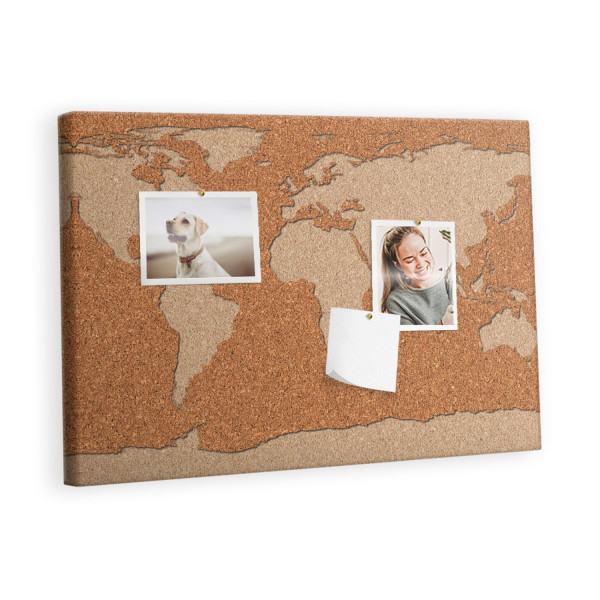 Tablica korkowa 60x40 cm do szkoły + pinezki Mapa świata 407399