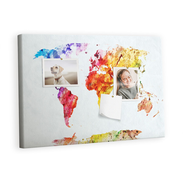 Tablica korkowa 60x40 cm organizer + pinezki Mapa świata 372828