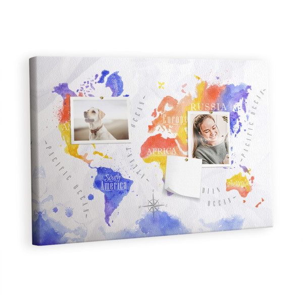 Tablica korkowa 60x40 cm organizer + pinezki Mapa świata 372696