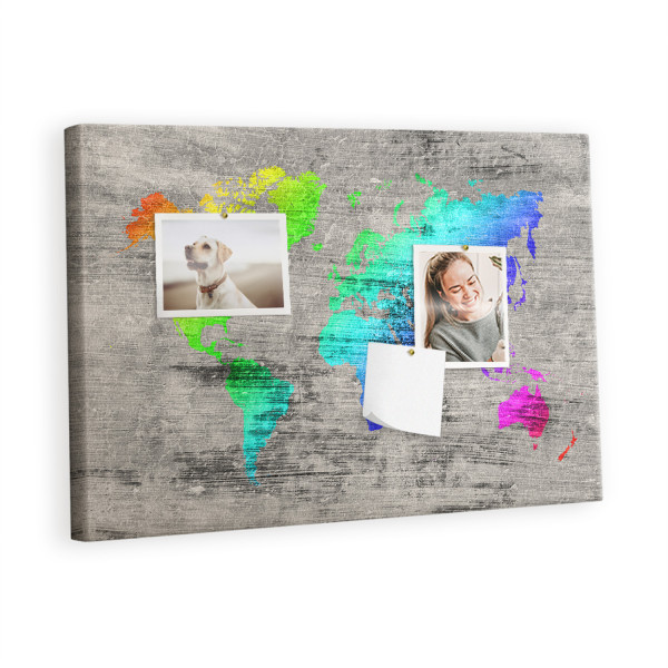 Tablica korkowa 60x40 cm planer + pinezki Mapa świata 355247