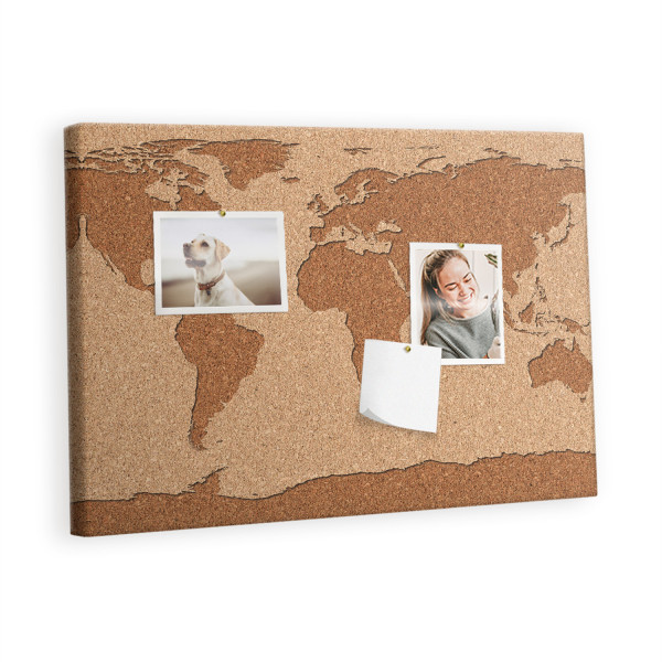 Tablica korkowa 60x40 cm planer + pinezki Mapa świata 407396