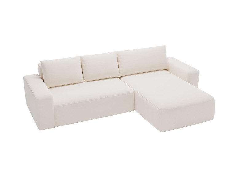 Tapicerowany narożnik w welurowej kremowej tkaninie CAMA 994226