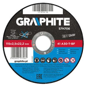 Tarcza do metalu 115×2.5×22.2mm GRAPHITE 57H706 158290 Tarcza do metalu 115×2.5×22.2mm GRAPHITE 57H706 158290