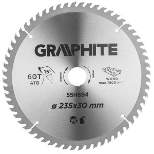 Tarcza do pilarki, widiowa, 235 x 30 mm, 60 zębów GRAPHITE 158207 Tarcza do pilarki, widiowa, 235 x 30 mm, 60 zębów GRAPHITE 158207