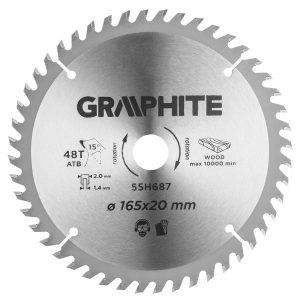 Tarcza do pilarko-zagłębiarki 165×1.4×2.0x 20mm GRAPHITE 158148 Tarcza do pilarko-zagłębiarki 165×1.4×2.0x 20mm GRAPHITE 158148