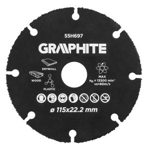 Tarcza tnąca HM 115 x 22.2 mm, GRAPHITE 55H697 158181 Tarcza tnąca HM 115 x 22.2 mm, GRAPHITE 55H697 158181