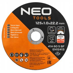 Tarcze tnące do metalu 125x1x22,2 100 sztuk w wiaderku NEO 242433 Tarcze tnące do metalu 125x1x22,2 100 sztuk w wiaderku NEO 242433